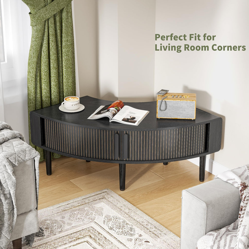 44 Inch Curved Corner TV Stand for Ups to 40" TVS, Black