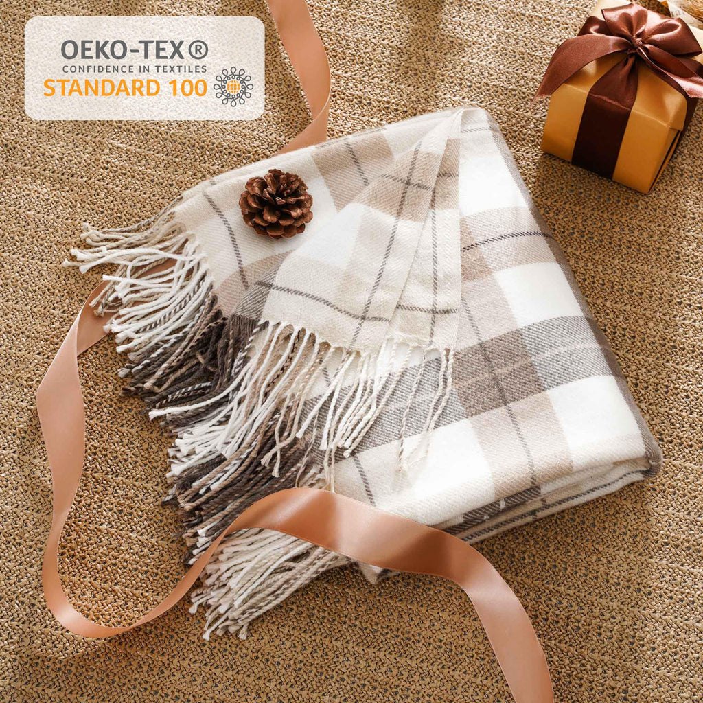 Fall Plaid Throw Blanket for Couch, Farmhouse Throw Blanket 49"x63"