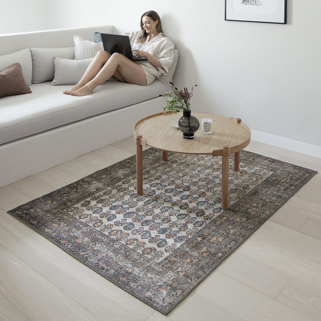 Humble Cypress Ivory Cream Accent Rug - Persian-inspired design