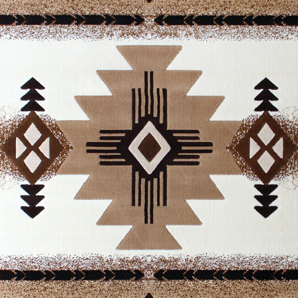 Mohave Traditional Southwestern Style Area Rug - Rustic Ivory Accent Rug - - Olefin Fibers with Jute Backing