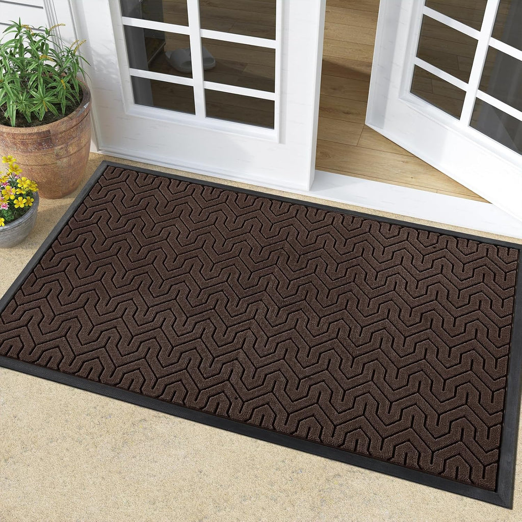 Large Door Mat Outside Entrance 36x24, Waterproof Heavy Duty Outdoor Mats for Front Door, Non Slip Rubber Entry Mat