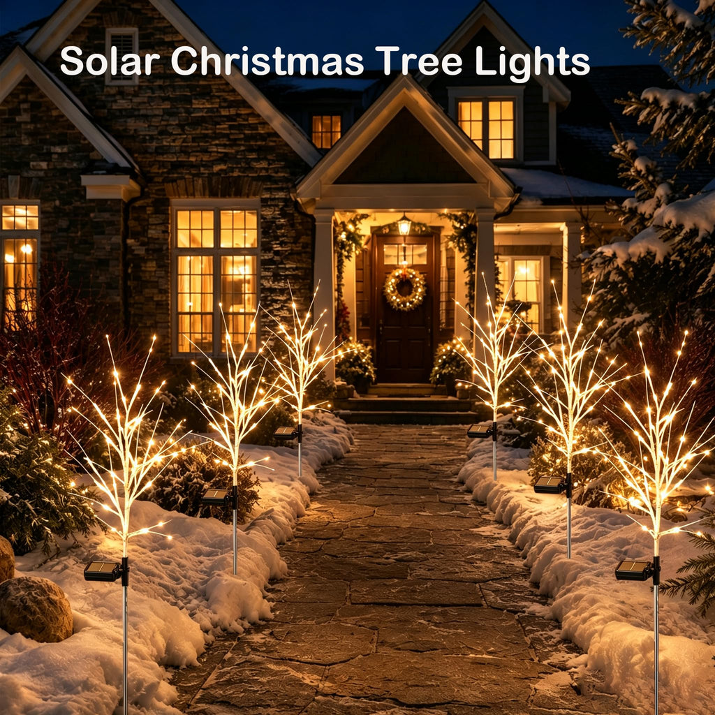 Christmas Decorations Outdoor Solar Christmas Tree Lights with 96 LED, Warm
