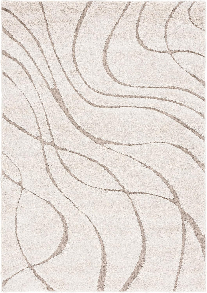 Florida Shag Collection Area Rug - 5'3" x 7'6", Cream & Beige, Non-Shedding & Easy Care, 1.2-inch Thick Ideal for