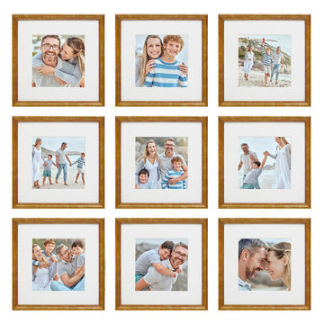 9 Piece Gallery Wall Frame Set, 12x12 Inch, Beaded Antique Bronze