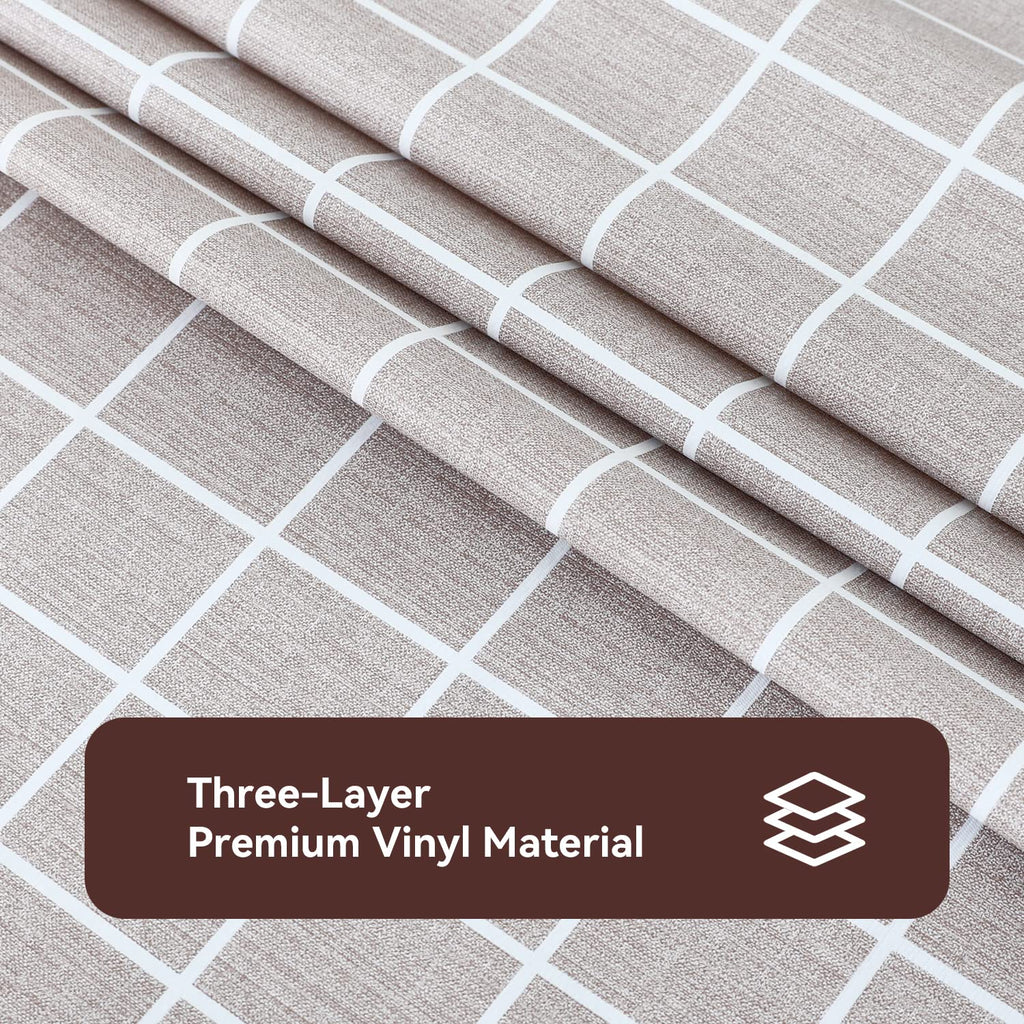 Checkered Vinyl Tablecloth, Rectangle 60 x 102, Sand