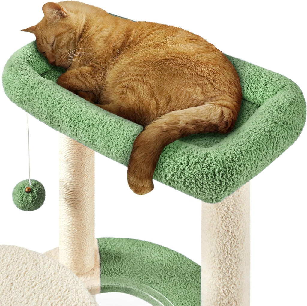 Cat Tree, 35.5in Cat Tower for Indoor Cats, Cat House with Scratching Posts & Padded Perch & Space Capsule, Cute