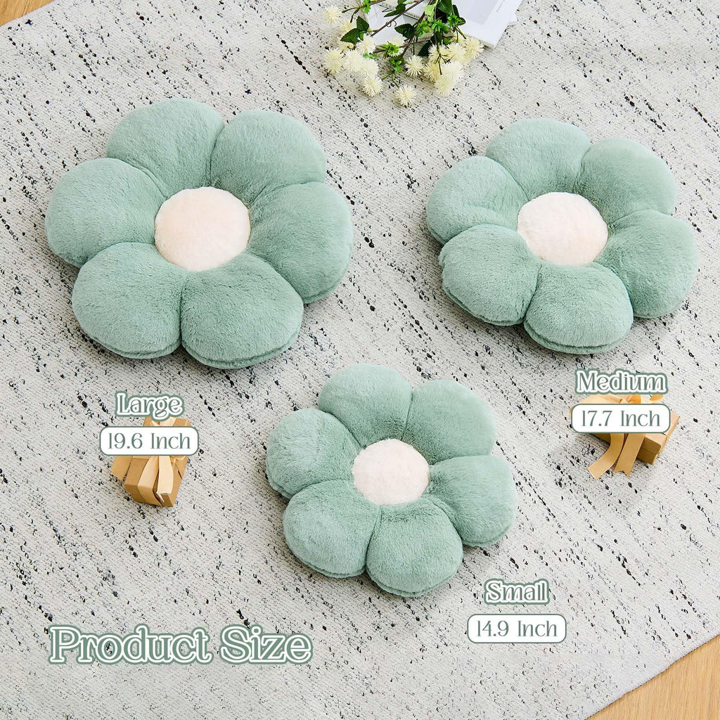 Flower Pillow Cute Decorative Throw Pillow with Faux Rabbit Fur Soft Daisy Plush Floor Cushion Aesthetic Flower