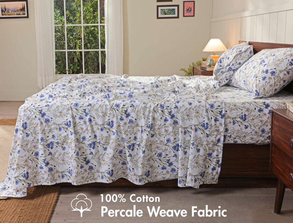 100% Cotton Sheets, Percale Sheet Set, Sweet Pea
