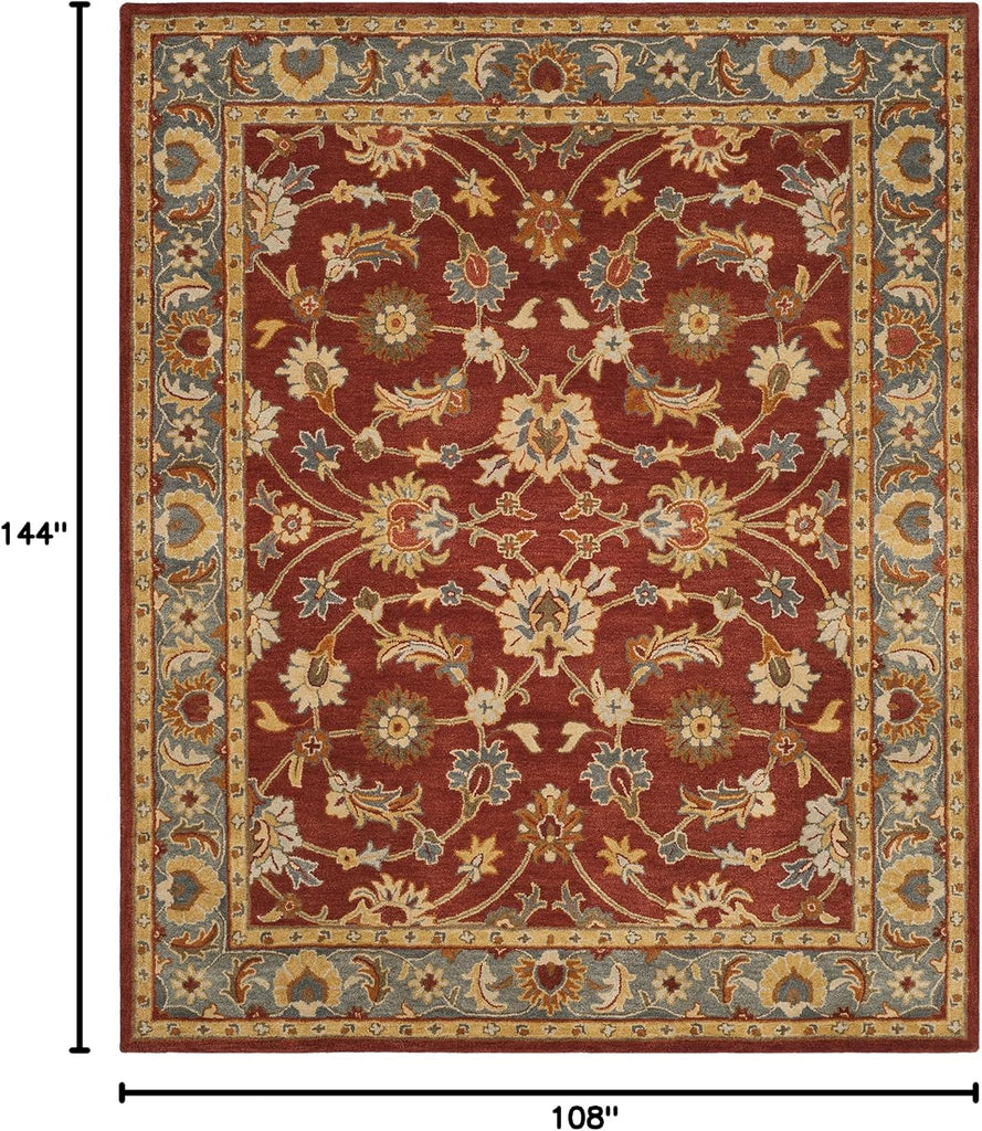 Heritage Area Rug - 9' x 12', Red & Blue, Handmade Traditional Oriental Wool