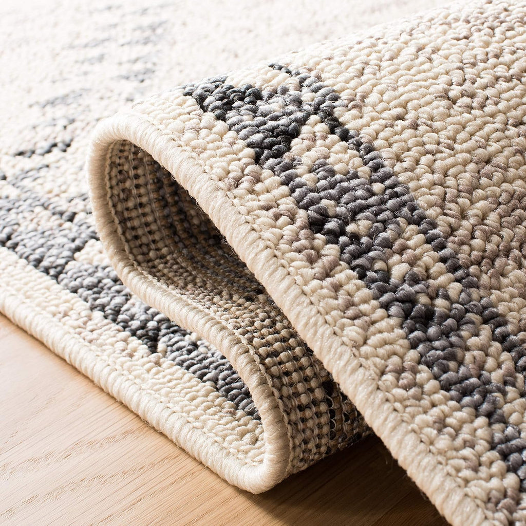 Marrakech Collection Accent Rug - 4' x 6', Ivory & Grey, Handmade Moroccan Boho Tribal Tassel, Ideal for High Traffic