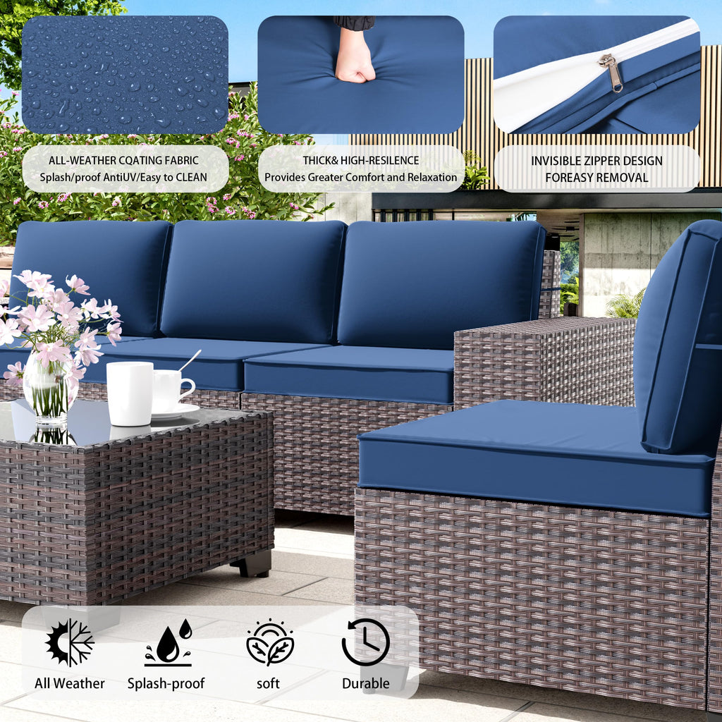 13 PCS Outdoor Patio Furniture Set, Outdoor Sectional Furniture with 43" 55000 BTU Gas Propane Fire Pit Table, All