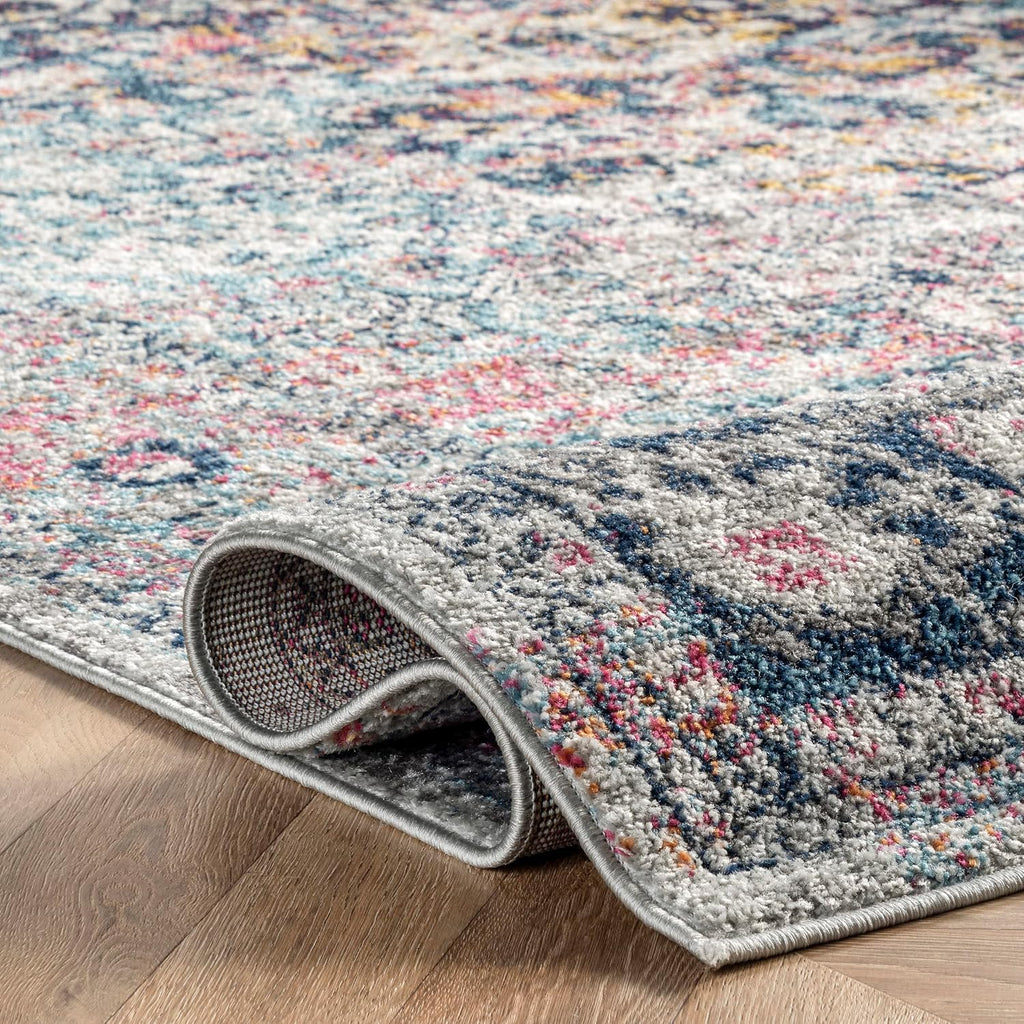 Lilah Blue Medallion Power Loomed Area Rug