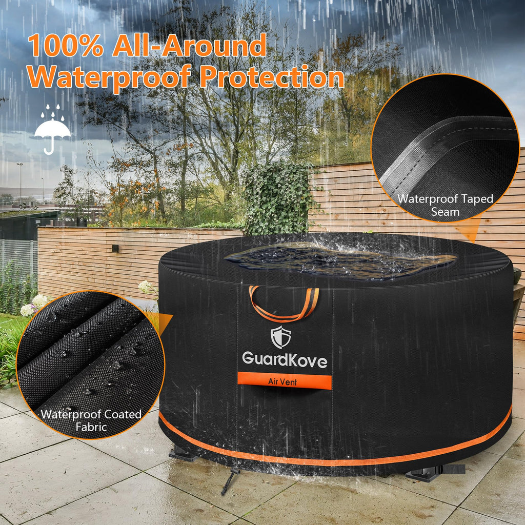 Upgraded 1000D Heavy Duty Fabric] 44 inch Fire Pit Cover Round