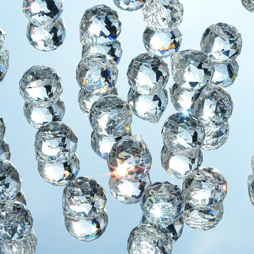 12pcs 20mm Clear Crystal Ball Prism Suncatchers Chandelier Crystals Hanging - Prisms,Rainbow Maker