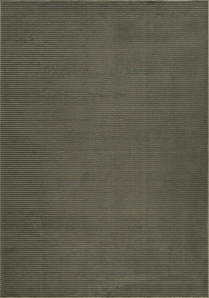 Plush Deco Collection Green Area Rug - Textured Stripe Design, Machine Washable, Non-Shedding, Easy to