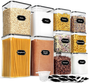 Flour Sugar Storage Containers, 10 Pack Large Airtight Food Storage Containers with Lids Pantry Organization