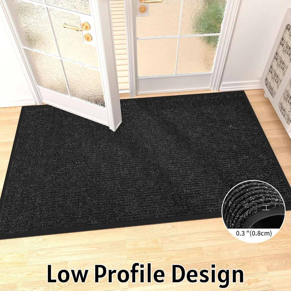 Front Door Mat Indoor Outdoor Entrance, 3' x 4' Heavy Duty All Season Waterproof Doormat, Non-Slip Commercial Floor