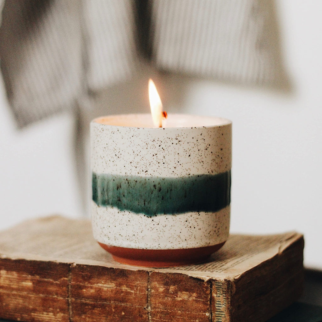 Mint & Eucalyptus Scented, 8.5oz Ceramic Pot, Aromatherapy Candles, 100% Soy, Edith