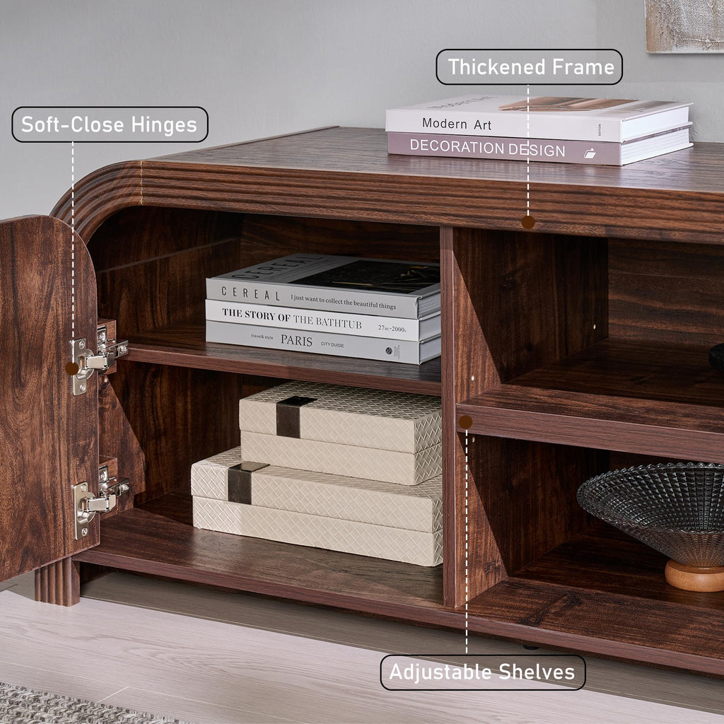 70" Modern TV Stand with Large Storage, Dark Walnut