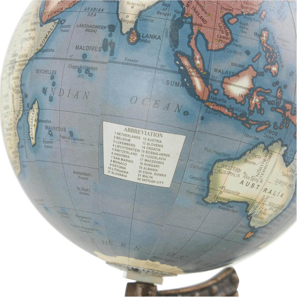 Plastic Globe with Wood Base, 5" x 5" x 10", Brown