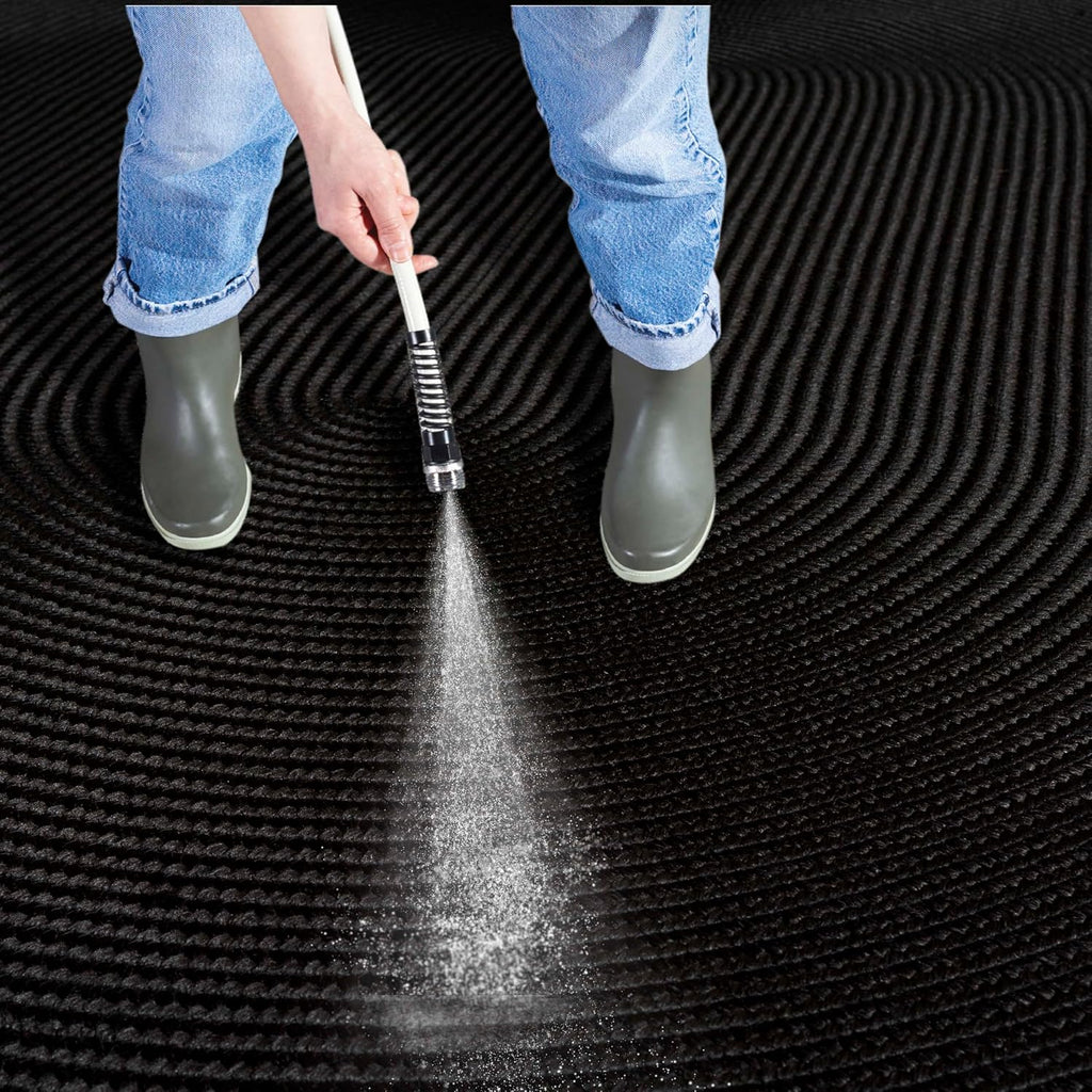Braided Indoor/Outdoor Washable Oval Rug, Black BRD315Z