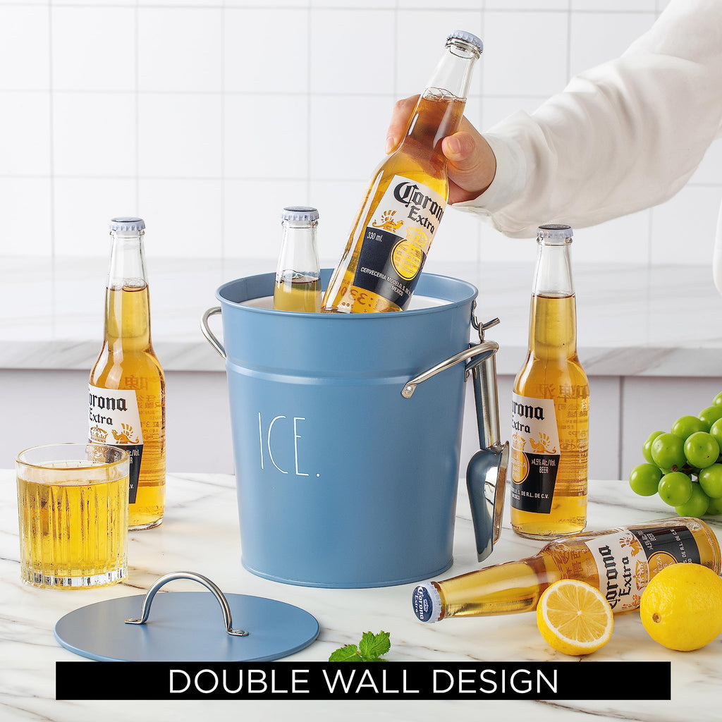 Ice Bucket with Scoop - Stainless Steel Bucket with Handle, Lid and Ice Scooper - 4 Qt. Storage Bin for Ice Cubes for