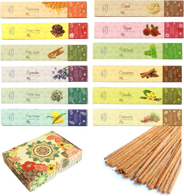 Incense Sticks Gift Set by - Mega Variety Pack Assortment - 100 Sticks Includes 12 Different scents - Premium - Set of 100