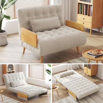 Convertible Sofa Chair Bed, 37" Mid-Century Sleeper for Adults