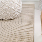 Y Hallie High-Low Curve Beige/Cream 8x10 Indoor/Outdoor Area Rug, Minimalist, Japandi, Geometric