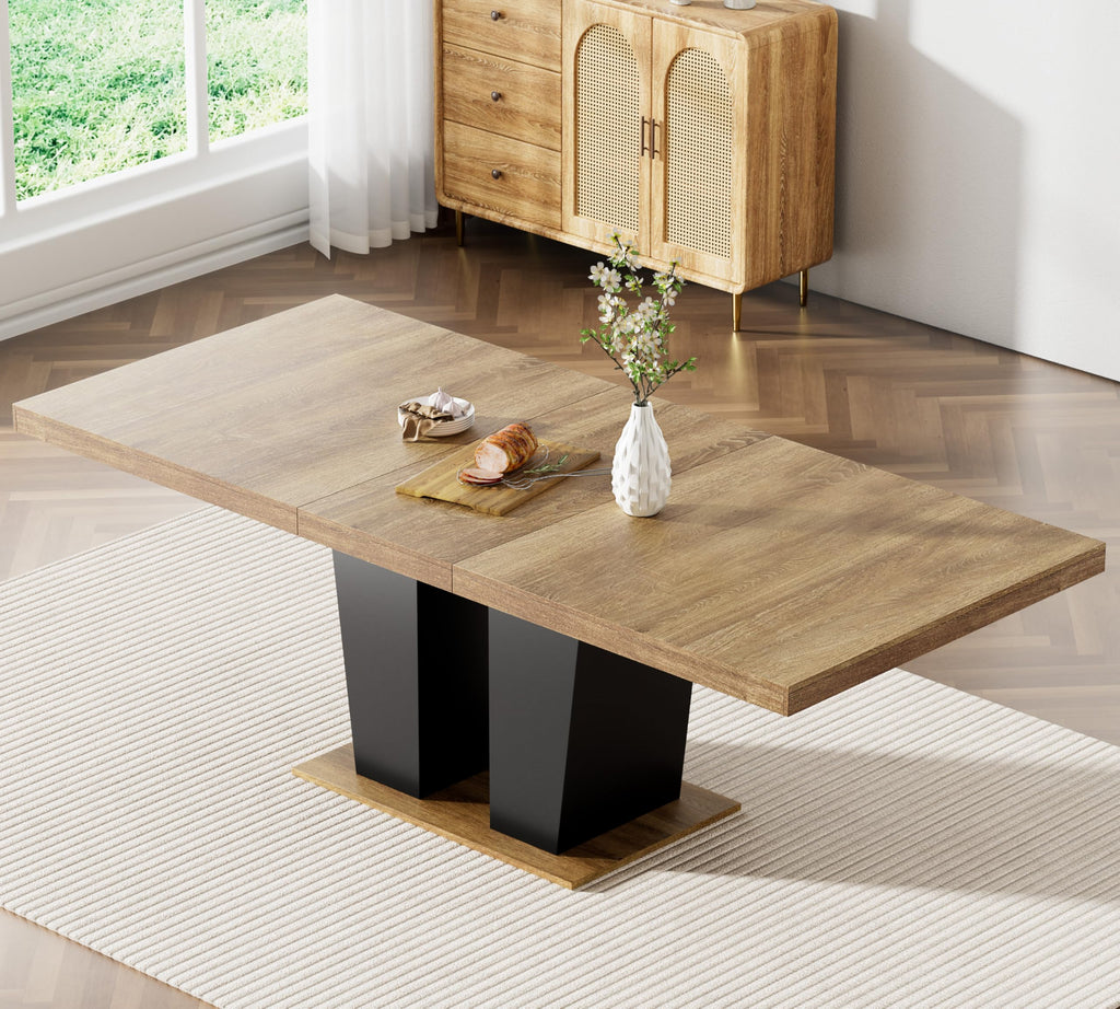 Wood Expandable Dining Table Set for 8 for Family Gathering