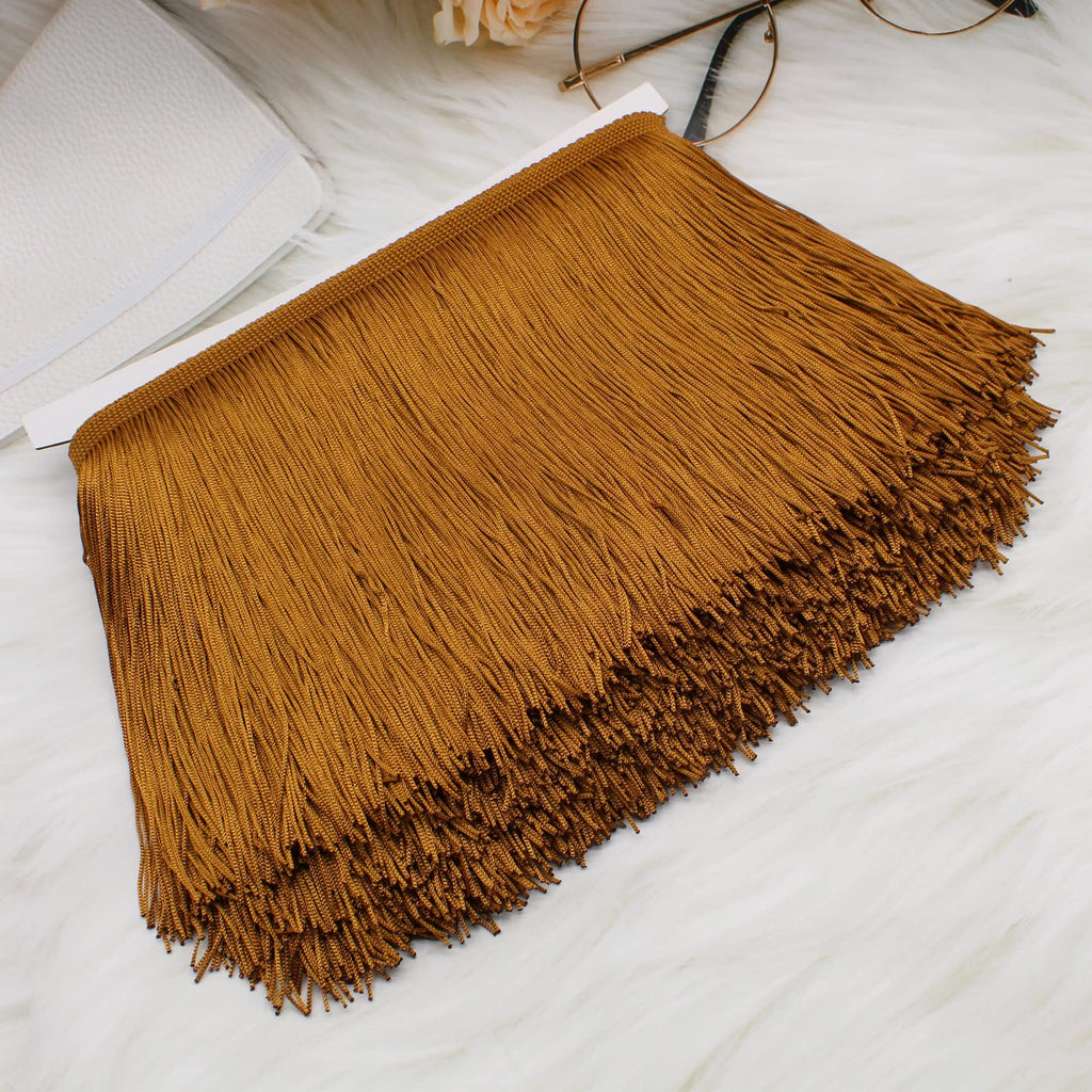 6" Brown Fringe Trim Tassel Sewing Trim for Clothes Accessories Latin Wedding Dress DIY Lamp Shade - 10 Yards