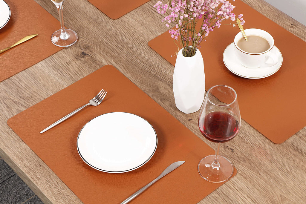 Fall Placemats Set of 4 Wipeable Table Mats Easy to Clean Waterproof Kitchen Mats for Dining Table Outdoor Indoor (4