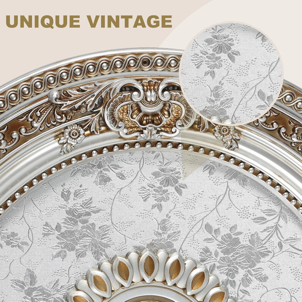 24.4 inch Decorative Ceiling Medallion for light fixtures, Silver and Gold Finish