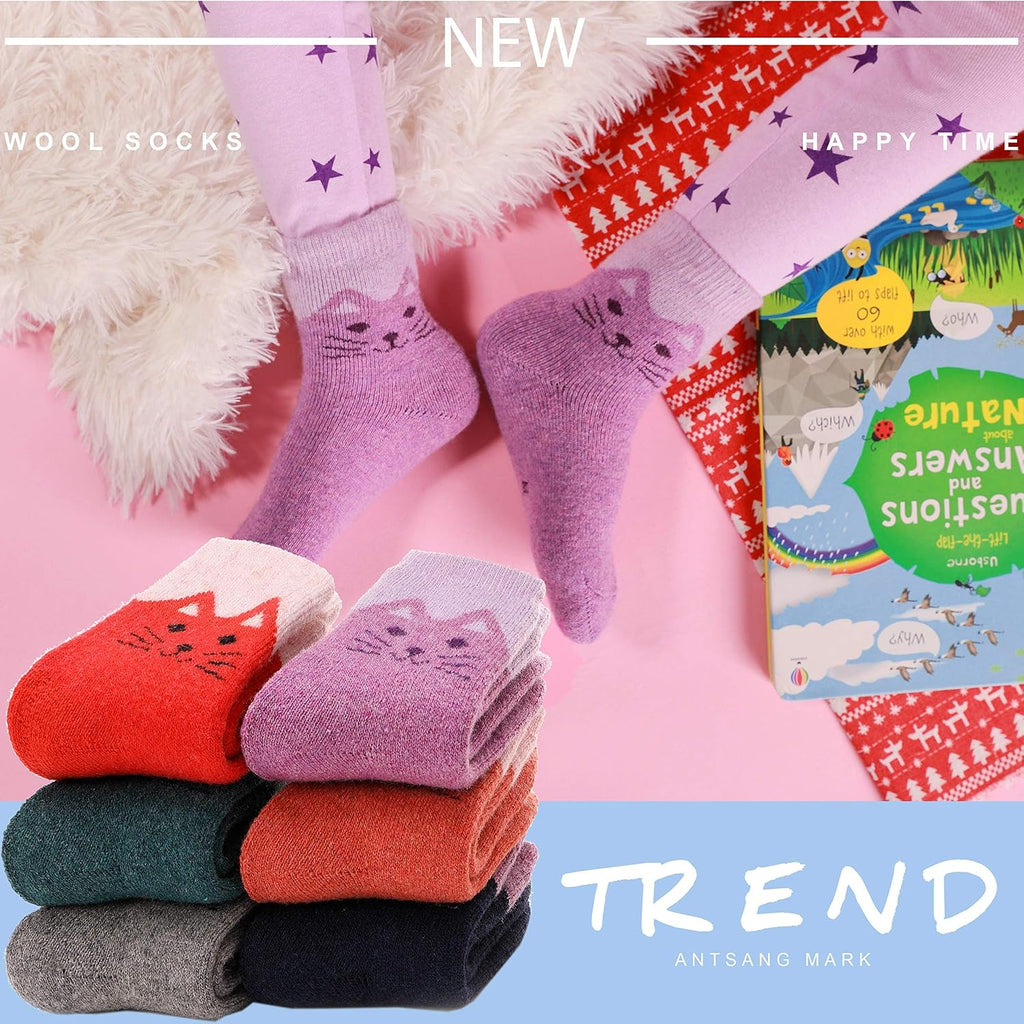 Kids Merino Wool Hiking Socks, Toddlers Boys Girls Crew Boot Socks