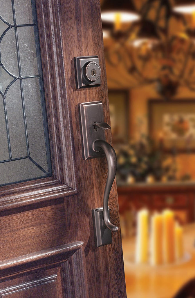 Hawthorne Front Door Lock Handle and Deadbolt Set, Entry Handleset Exterior with Interior Door Knob, Venetian Bronze - Door Handleset