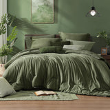 Monbix King Comforter Set, Olive Green King Bed Set Reversible, King Comforter Set 7 Pieces