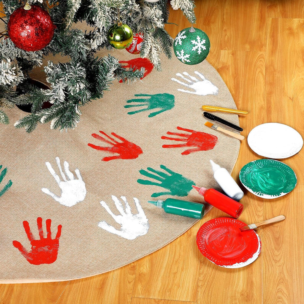 Handprint Christmas Tree Skirt Set, 48 Inches