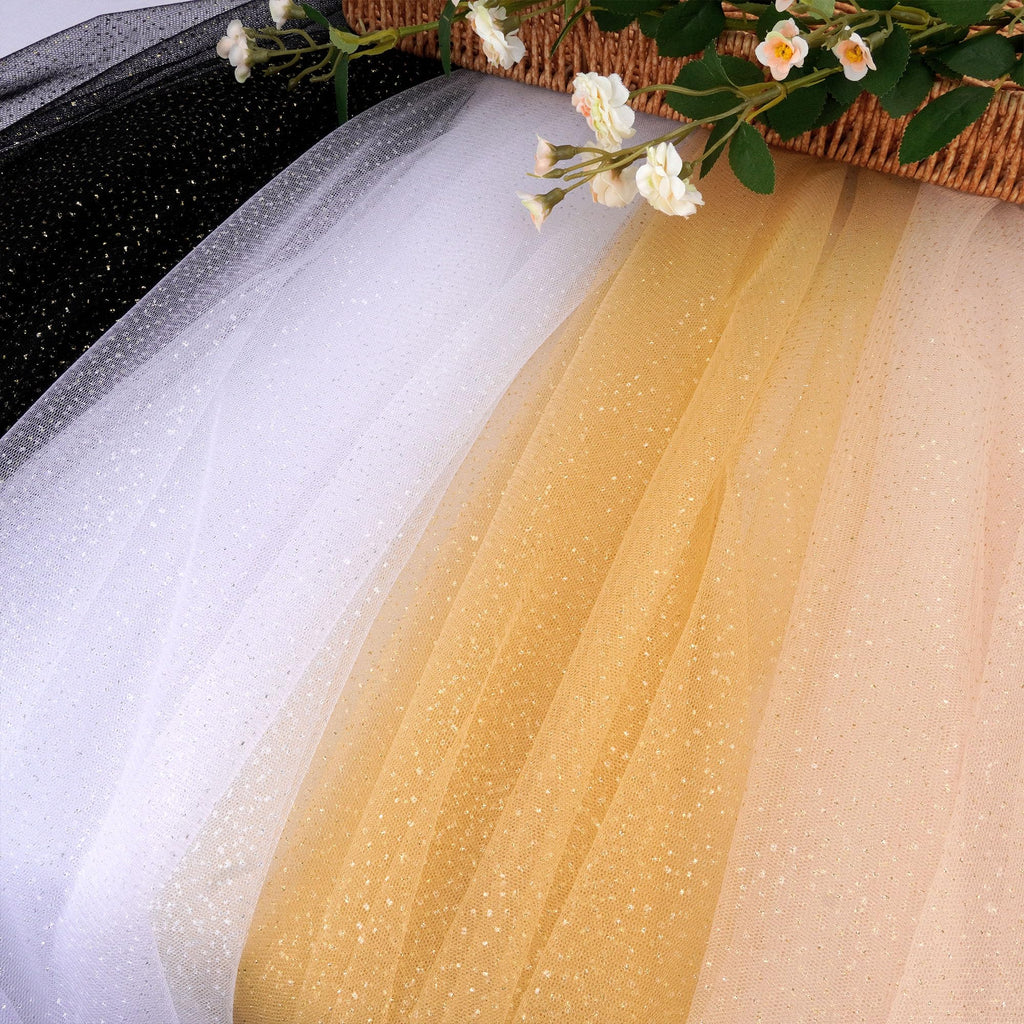 White Glitter Tulle Fabric Sparkle Silver Dot Mesh Sequin Tulle Fabric for Tutu Skirts Wedding Veil Sewing DIY Crafts