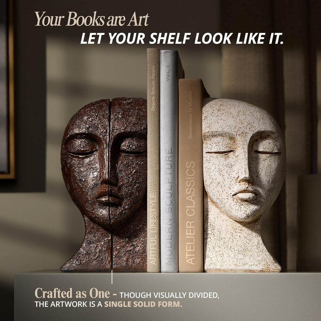 Heavy Duty Bookends for Heavy Books, Book Ends for Shelves, Unique Decorative Book Ends, Aesthetic Bookshelf Decor