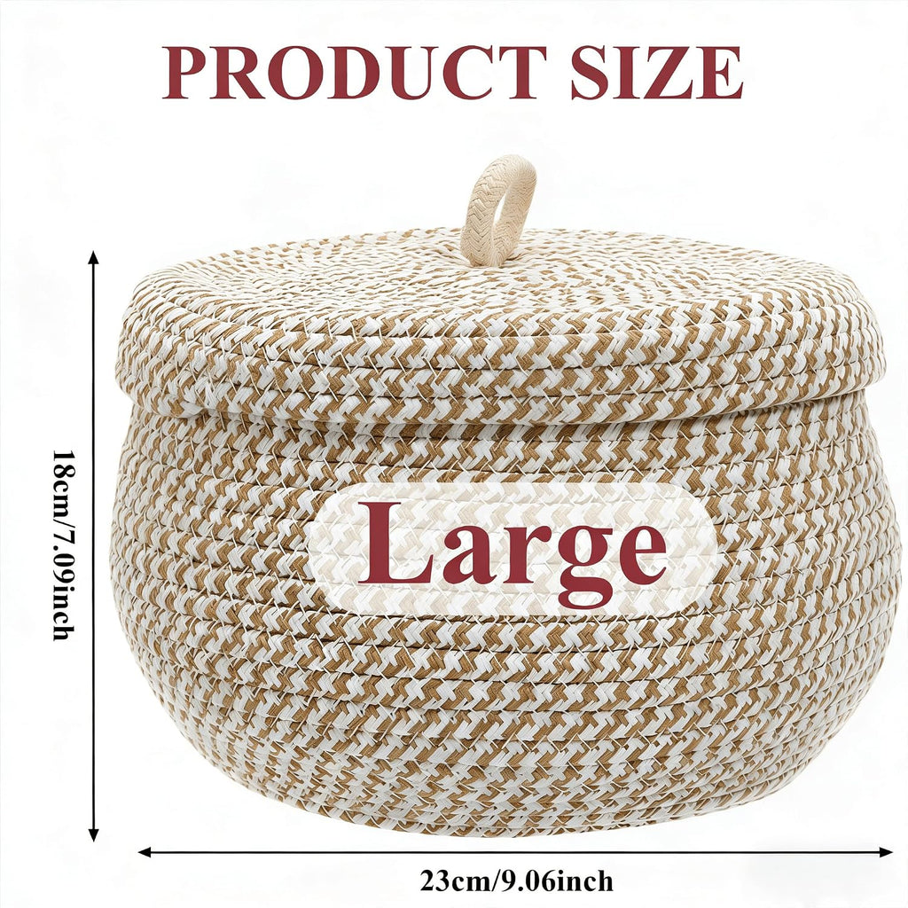 Cotton Rope Storage Basket with Lid, Woven Woven Storage Bin Empty Gift Basket Egg Holder Jewelry Box Cosmetic