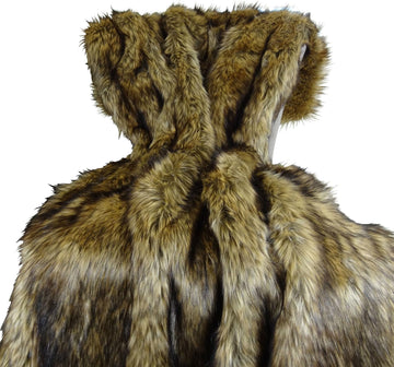 Brown Fur Throw Blanket and Bedspread - Brown Wolf Faux Fur - Light & Dark Brown Faux Fur - Luxury Throw Blanket &