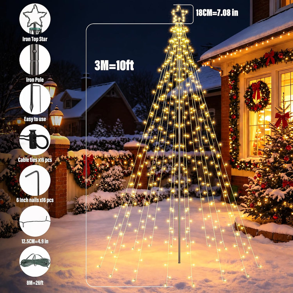10Ft Color Changing Christmas Tree Lights - Warm to Multicolor