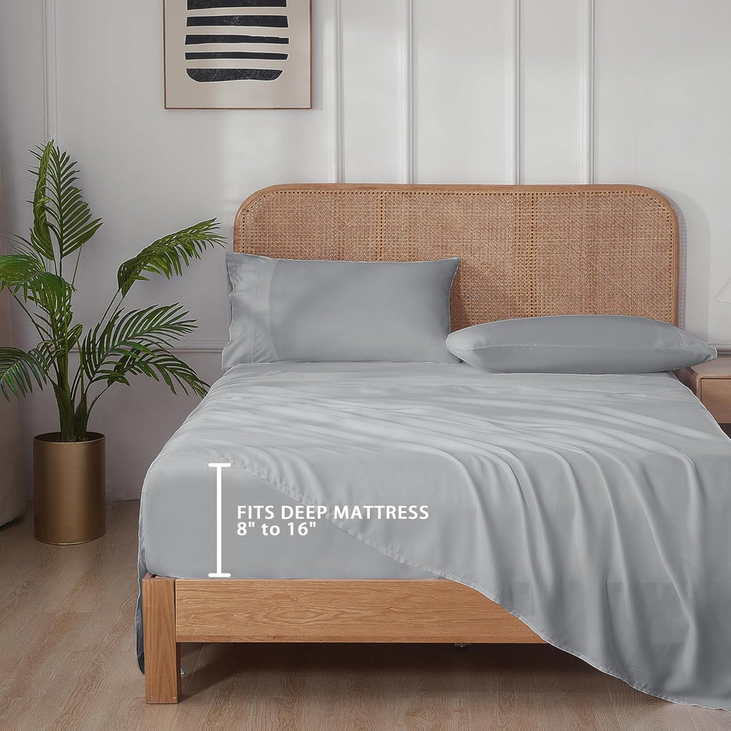 100% Bamboo Viscose King Sheet Set, 400 Thread Count, Cooling Sheets for Hot Sleepers, 16" Deep Pocket, Ultra Soft