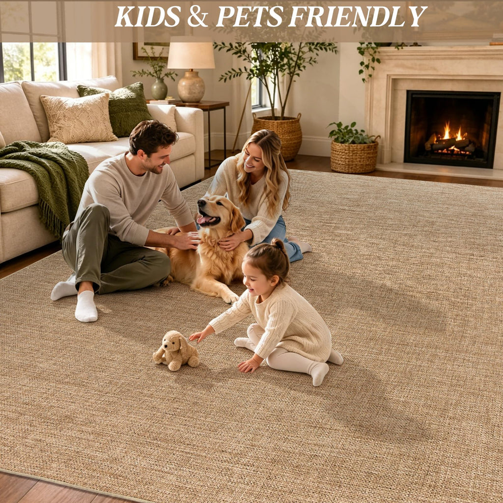 5×7 Easy Jute Rug Washable Rugs Low Pile Outdoor Indoor Farmhouse Neutral Non Slip Rug Modern Carpet Door Mat for