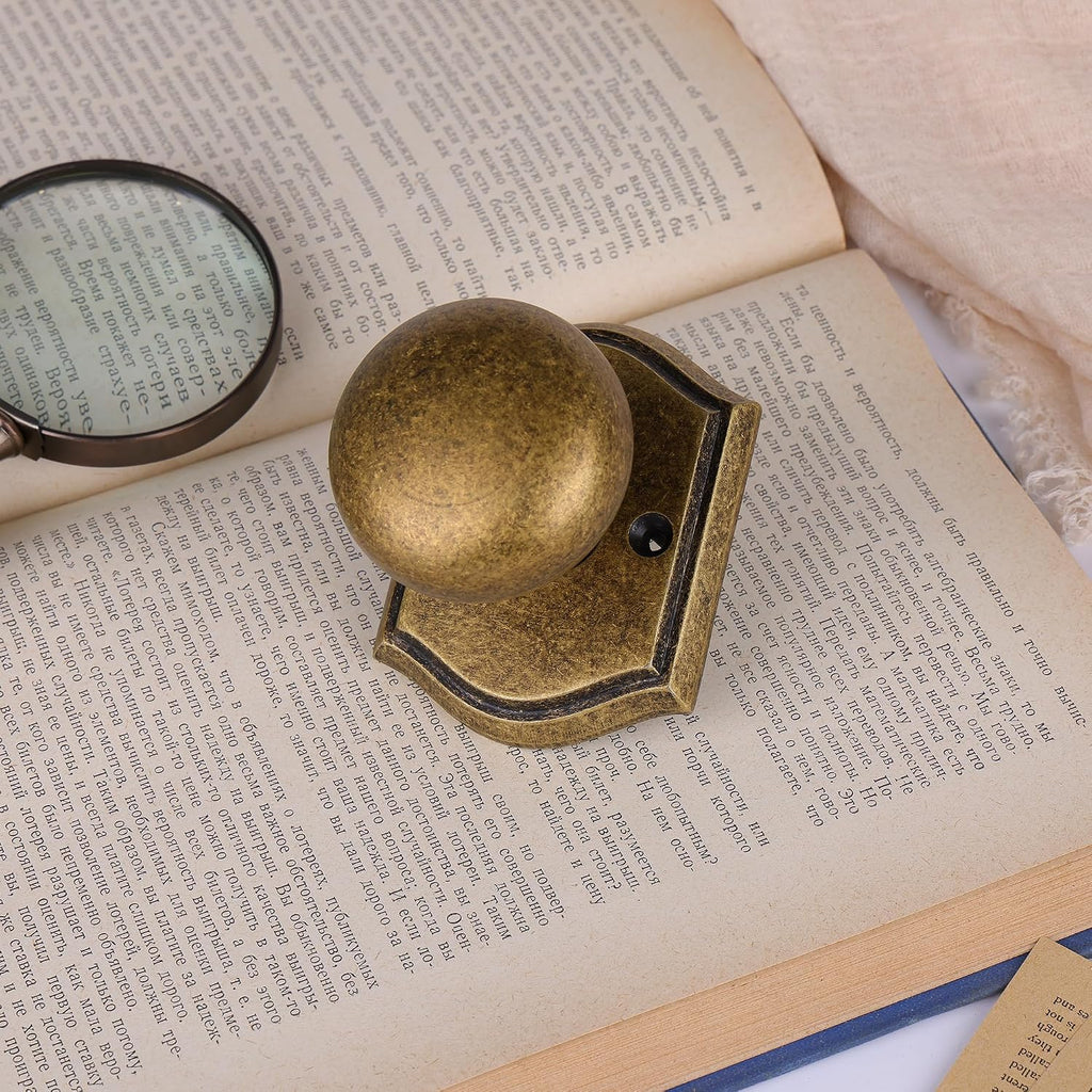 Vintage Antique Brass Passage Door Knob Interior, Zinc Alloy
