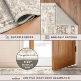 Washable Neutral Farmhouse Large Entryway Rug, 3x5 Area Rugs