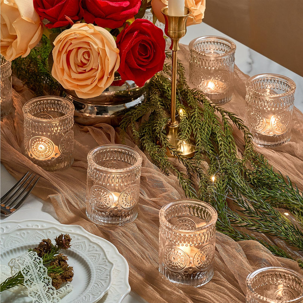 30 Pack Clear Glass Votive Candle Holders, Vintage Candle Holder Bulk, Tealight Candle Holders for Table