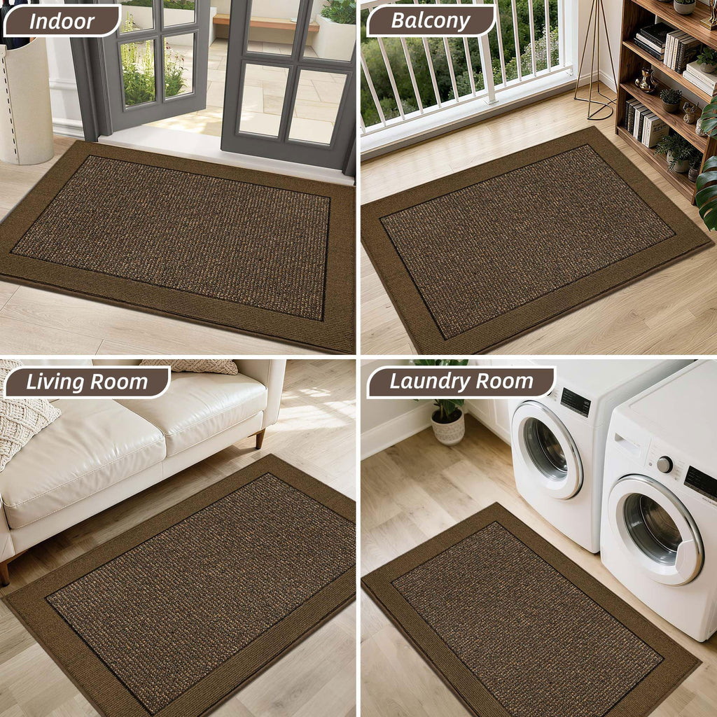 Indoor Door Mat 20" x 32", Dirt Trapper Door Mats, Brown