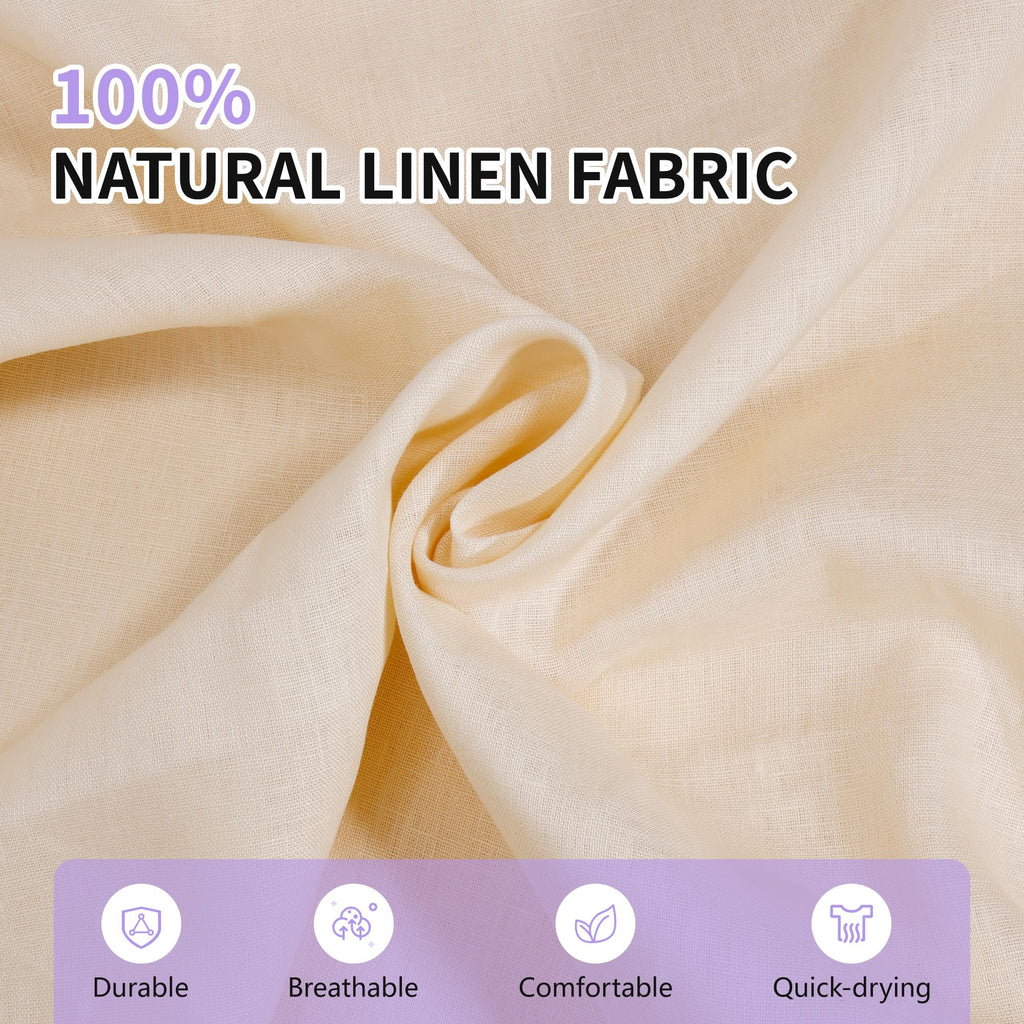 Off-White Linen Needlework Fabric for Tablecloth (57 by 39 Inch)