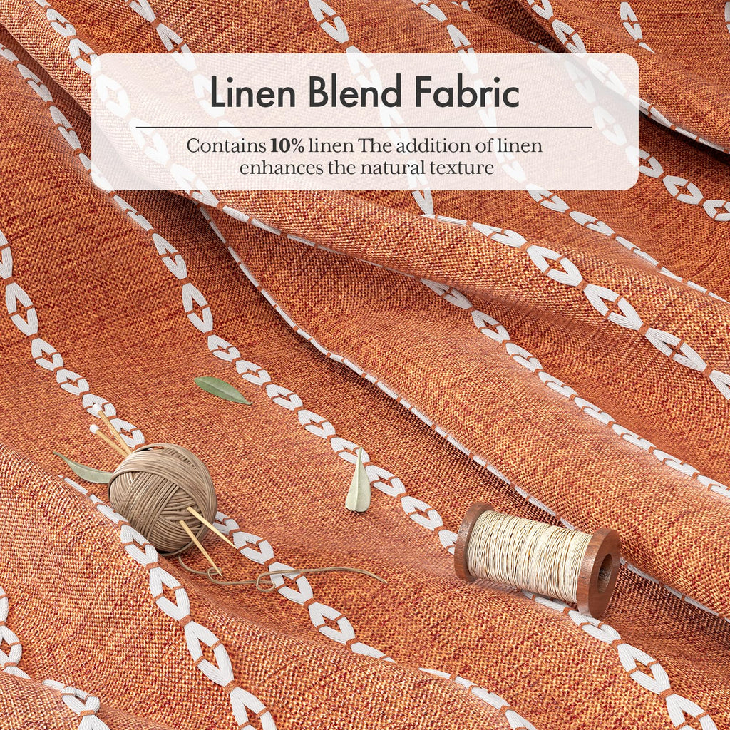 Farmhouse Shower Curtain Boho with Tassels, Linen Blend Heavy Duty Fall Shower Curtain Set with 12 Metal Hooks
